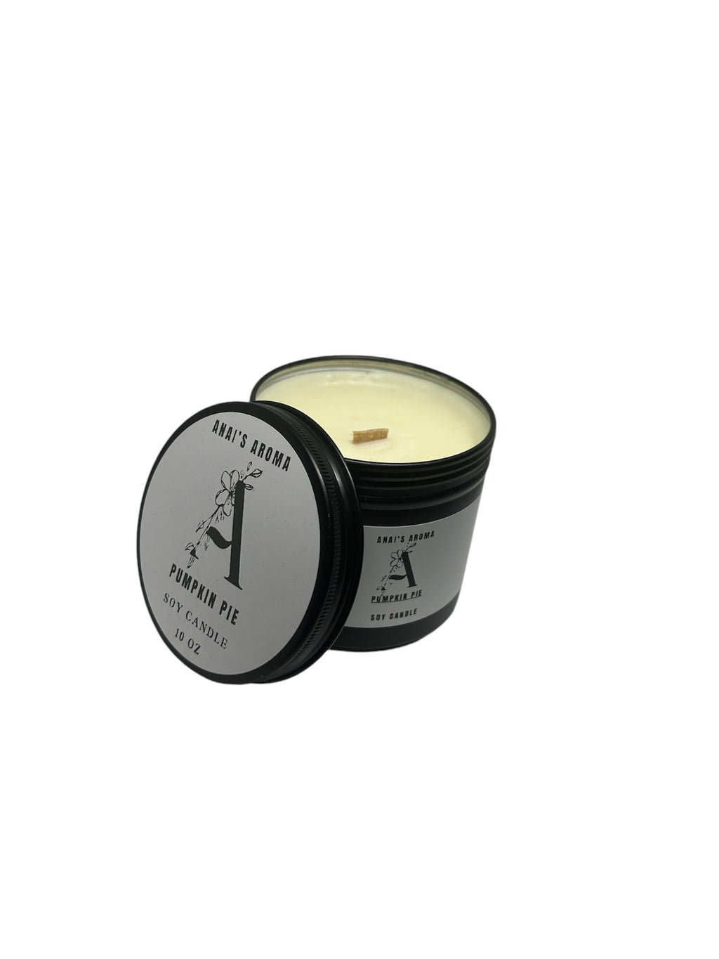ANAI'S AROMA PUMPKIN PIE 10oz SOY WAX HIGHLY SCENTED LONG LASTING, ODOR ELIMANITOR WOOD WICK CANDLE