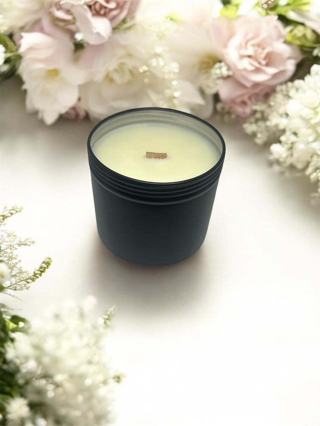 ANAI'S AROMA COFFEE CANE 10oz Soy Candle, Wooden Wick, Elegant Black Travel Tin Jar, Highly Scented Soy Candle, Luxury Home Fragrance, Slow Burn
