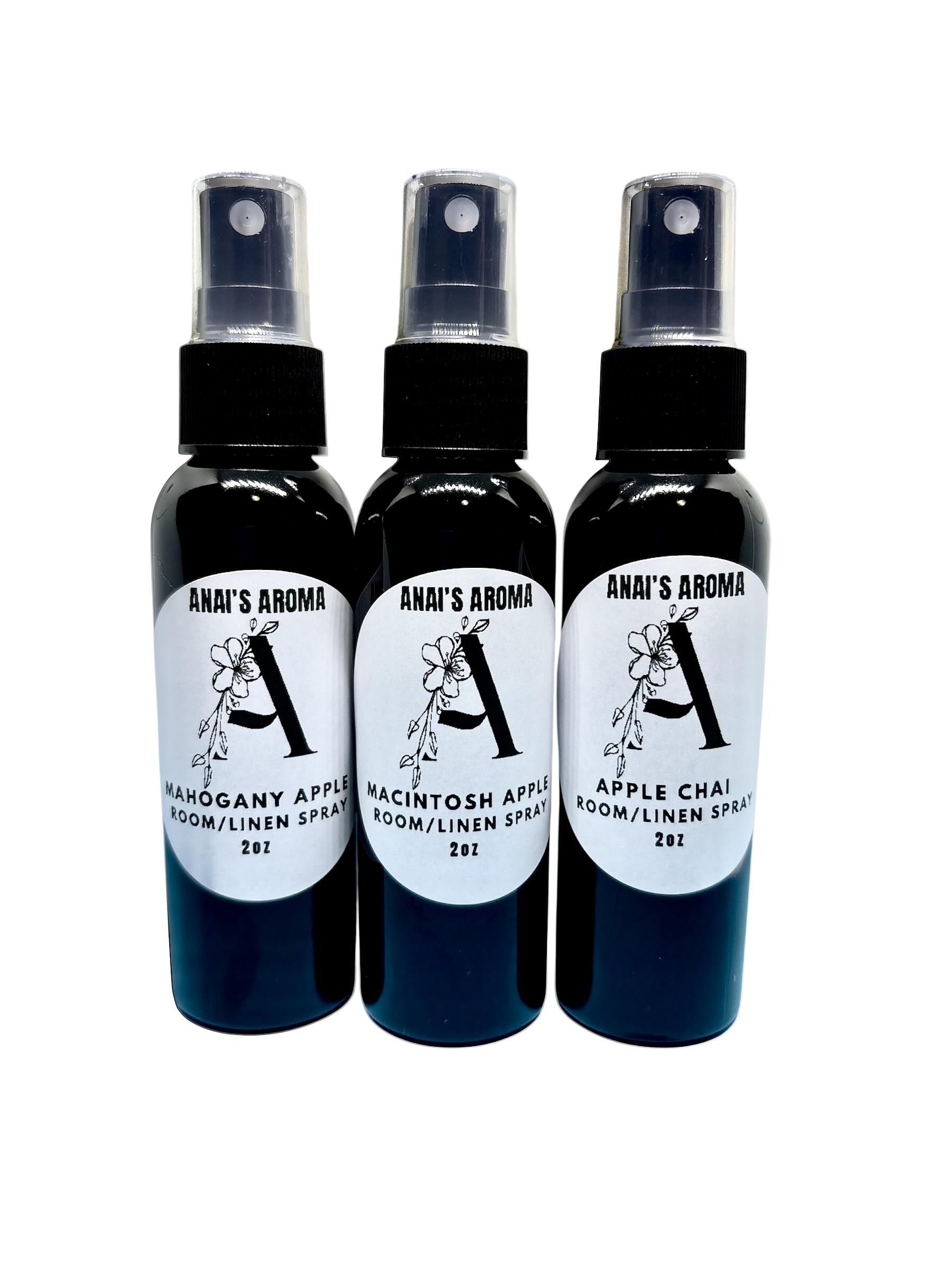 Anai's Aroma (3pack) 2oz Variety Apple Scented Room/Linen Spray, Long Last Scenting, Odor Eliminator, Air Freshener, Refresh Fabric, Car, Restroom, Bedding, Travel Size