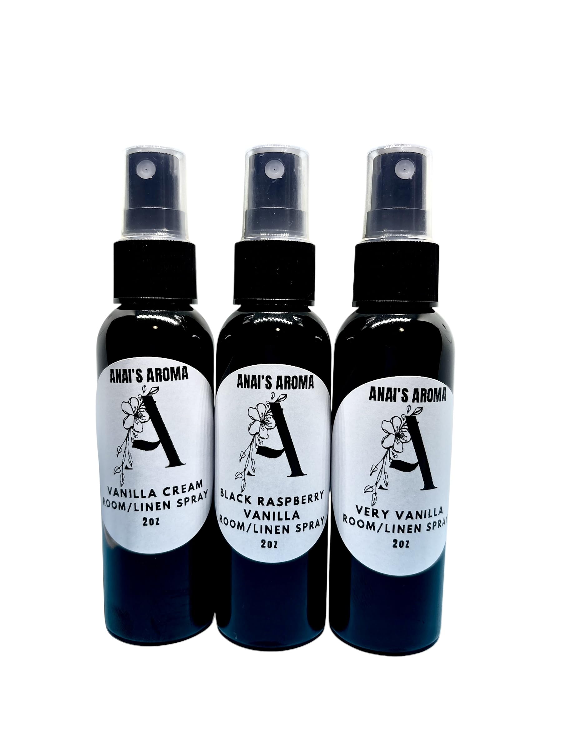 Anai's Aroma (3pack) 2oz Variety Holiday Scents, Cinnamon Irish, Caramel Latte, Creme Brulee, Room/Linen Spray, Long Last Scent, Air Freshener, Refresh Fabric, Car, Restroom, Bedding, Travel Size