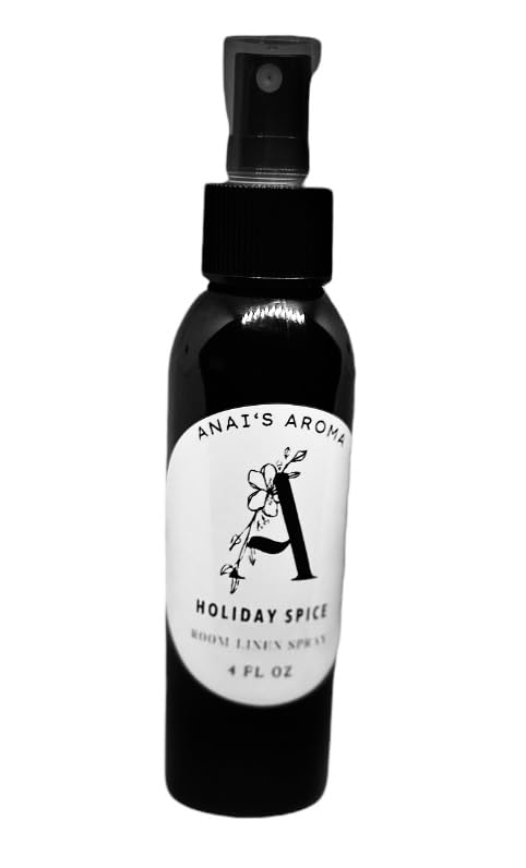 ANAI'S AROMA HOLIDAY SPICE Room and Linen Spray Home Fragrance, Fabric Deodorizer, Long Last Scent, Odor Eliminator, Air Freshener, Refresh Fabric, Car Freshener Travel Size 4oz