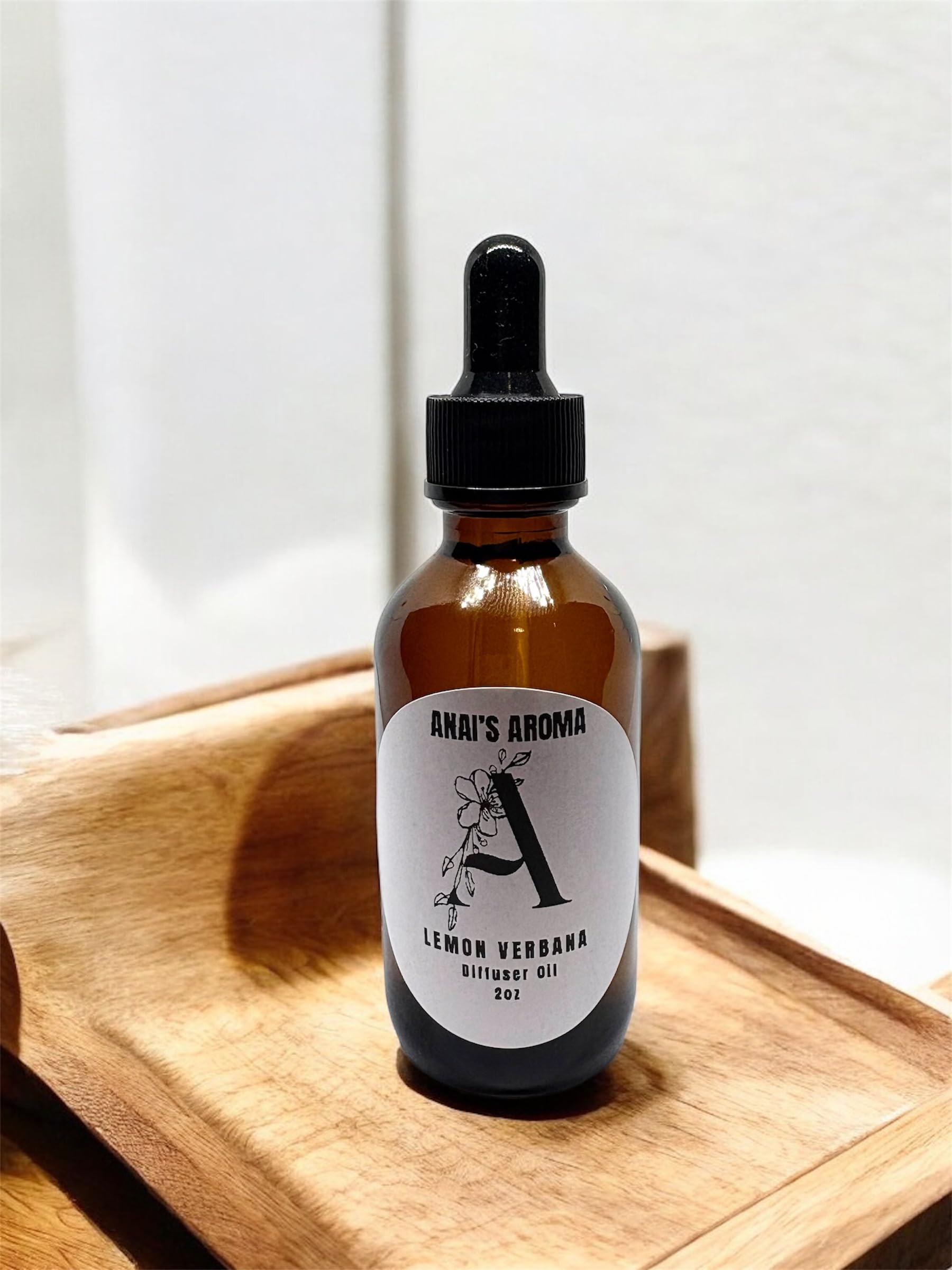 Anai's Aroma Lemon Verbana Diffuser Fragrance Oil, 2 oz, Amber Glass Bottle with Dropper