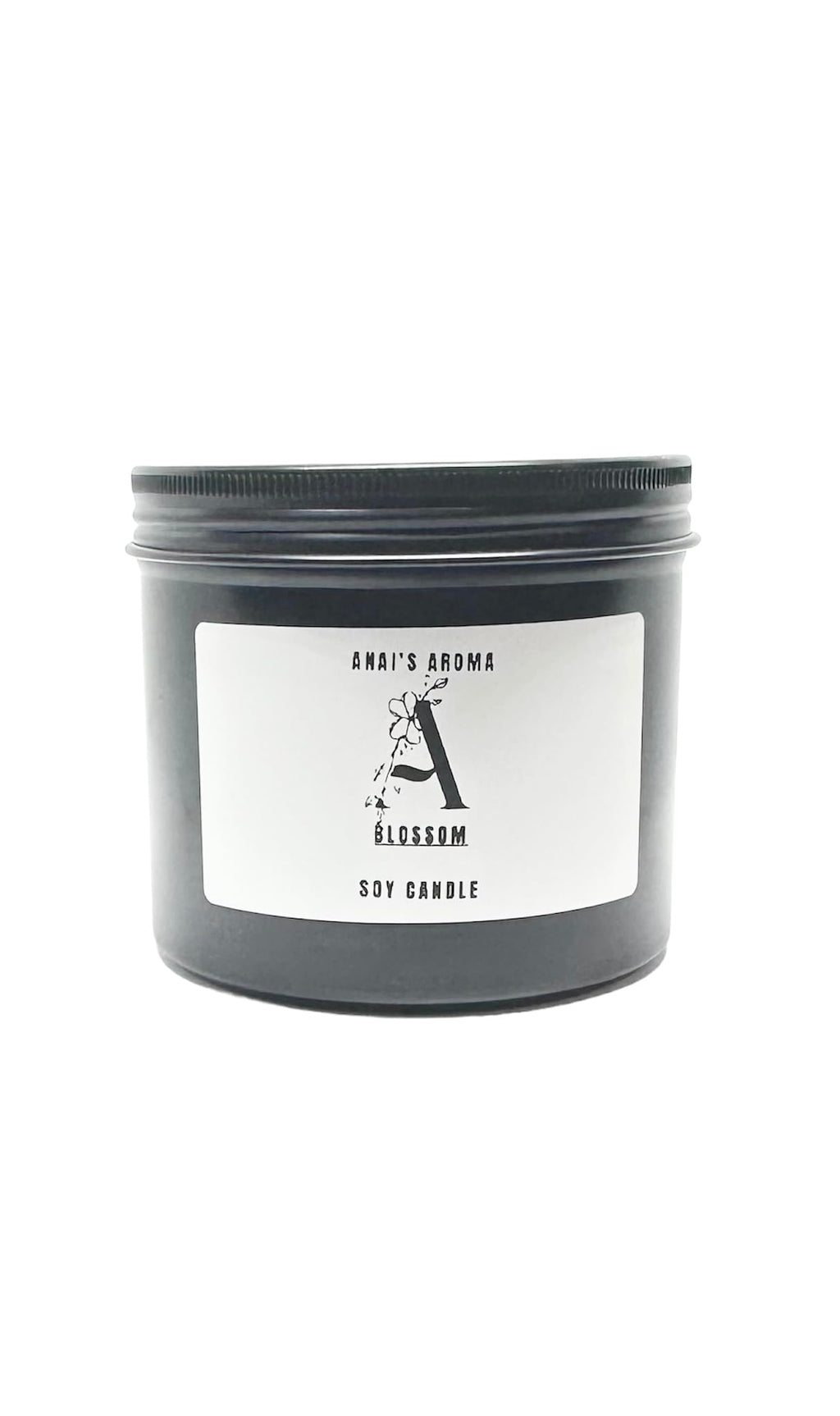 ANAI'S AROMA BLOSSOM 10oz Soy Candle, Floral Fresh Scent, Pure Soy Candle, Wooden Wick, Elegant Black Travel Tin Jar, Highly Scented, Luxury Home Fragrance, Slow Long Lasting Clean Burn