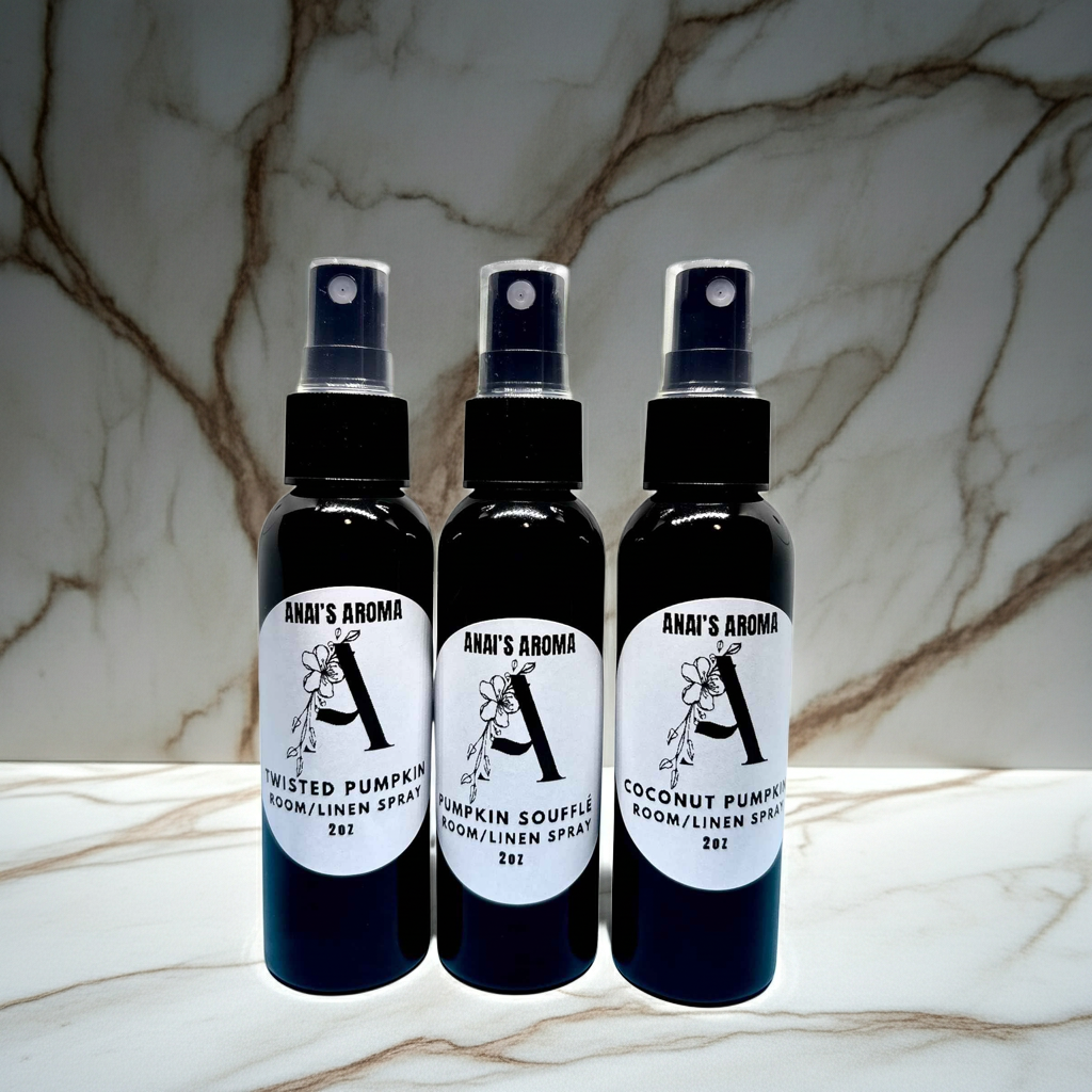 Pumpkin Variety Room & Linen Spray 3-Pack – Twisted, Soufflé & Coconut