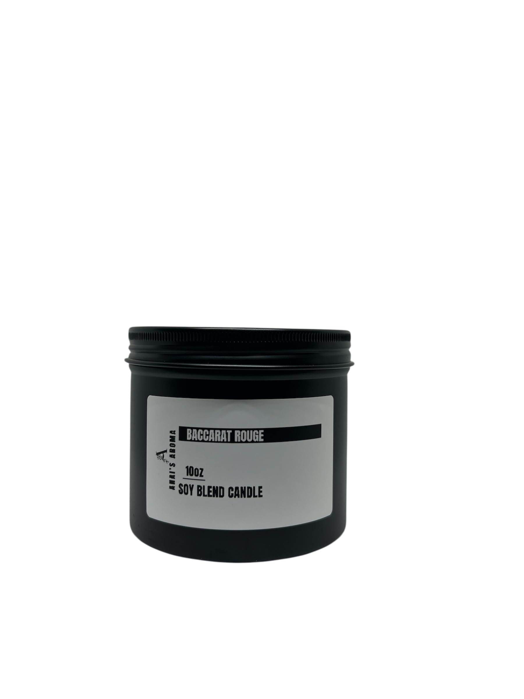 ANAI'S AROMA BACCARAT ROUGE Inspired 10oz, Soy blend Candle, Wooden Wick, Elegant Black Travel Tin Jar, Highly Scented Soy Blend Candle, Luxury Home Fragrance, Slow Burn