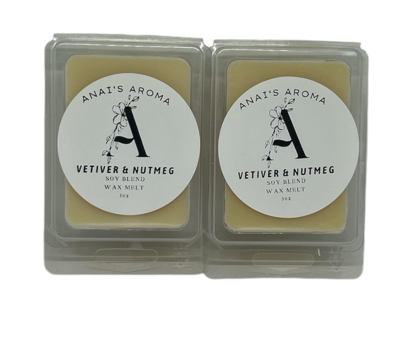 ANAI'S AROMA VETIVER & NUTMEG 2.5oz Wax Melts 2pack Long Lasting Soy Blend