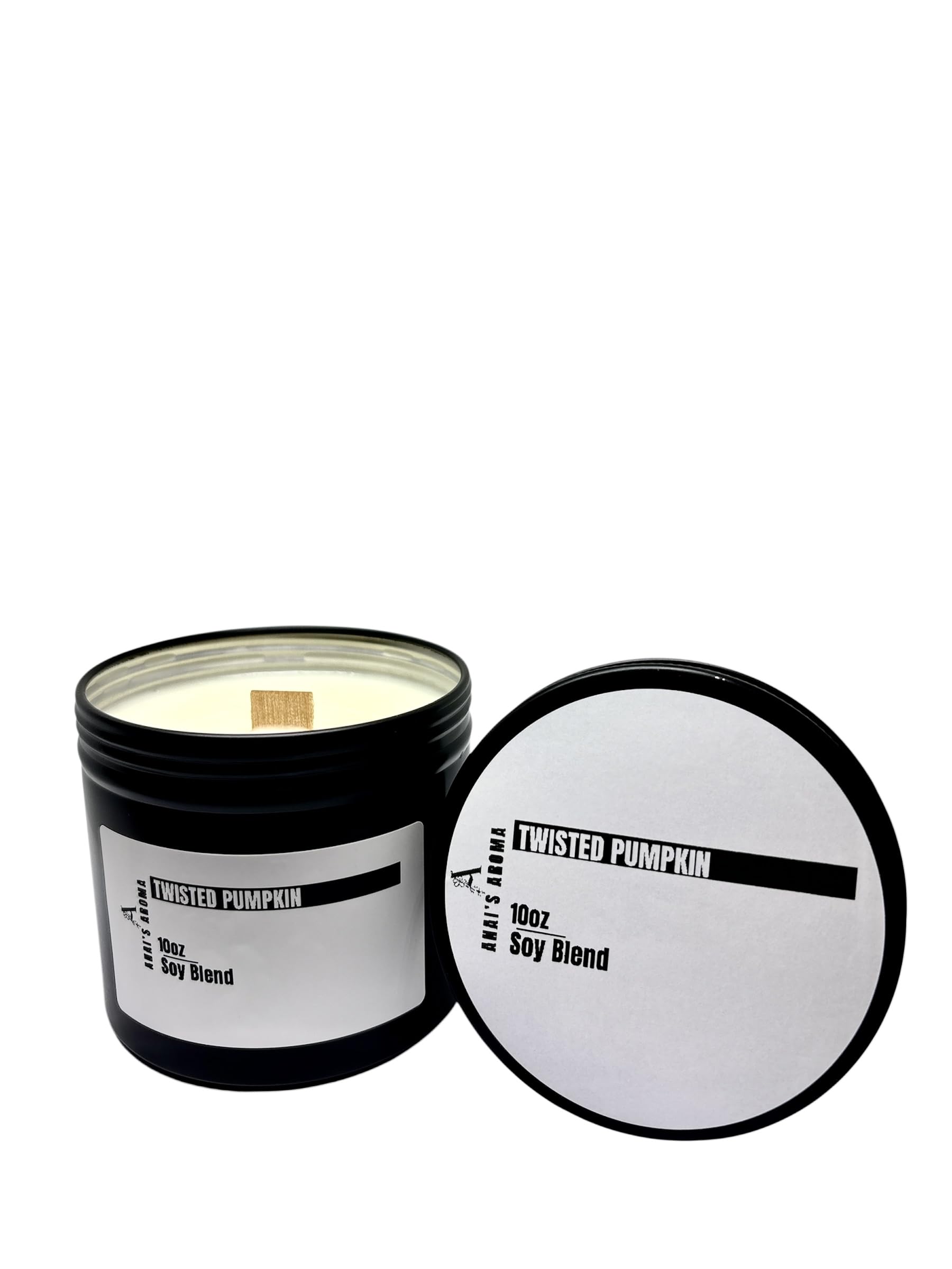 ANAI'S Aroma Twisted Pumpkin Soy Blend Candle, 10oz Wooden Wick Elegant Black Travel Tin, Highly Scented Soy Candle, Luxury Home Fragrance, Slow Burn (Twisted Pumpkin)