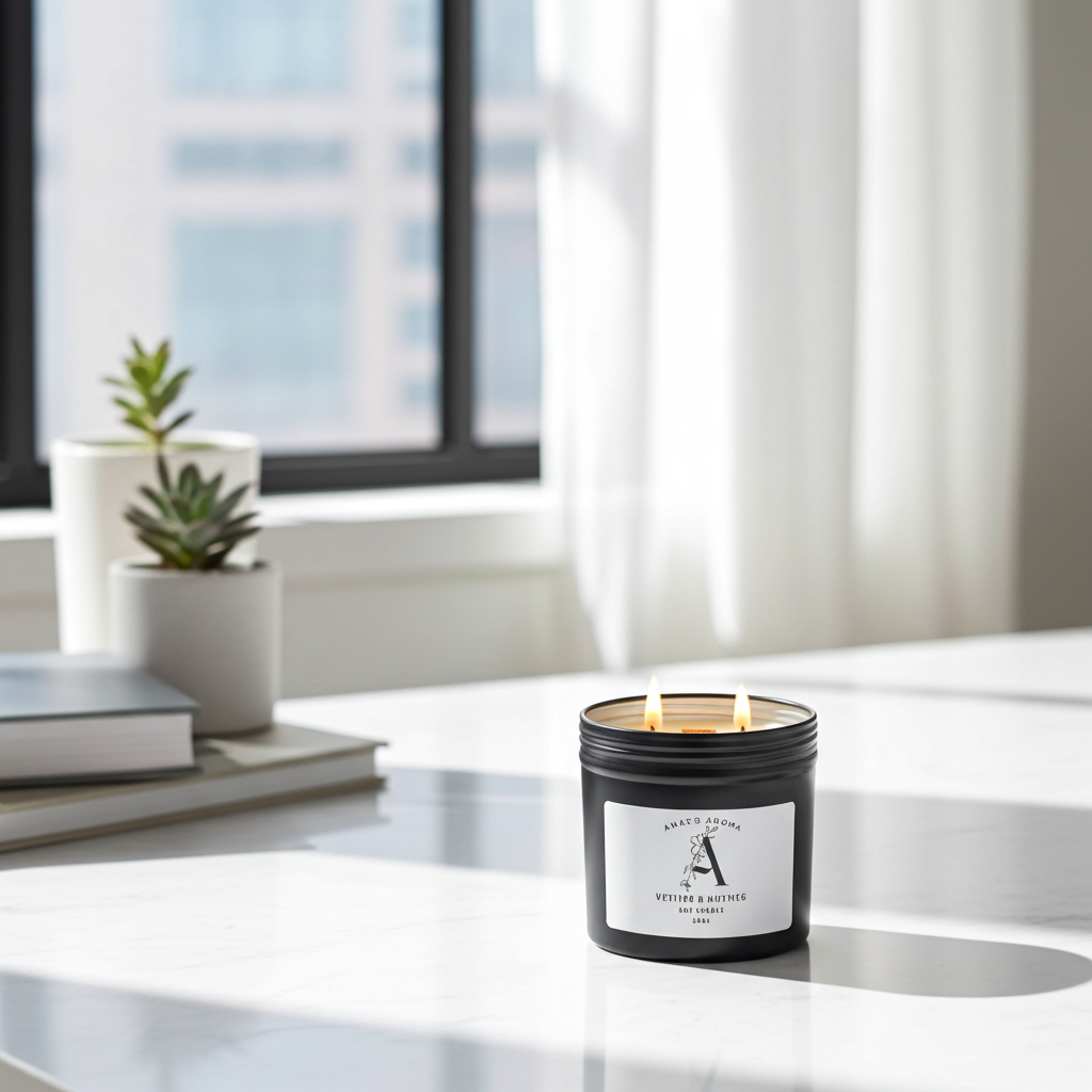 Vetiver & Nutmeg Soy Candle – Earthy Woody Spice