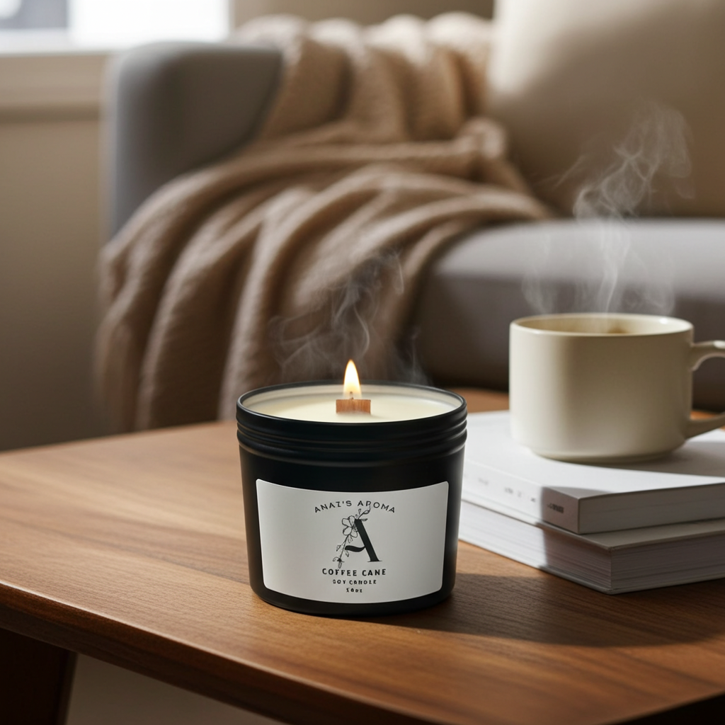 Coffee Cane Soy Blend Candle – Sweet Roasted Coffee & Vanilla