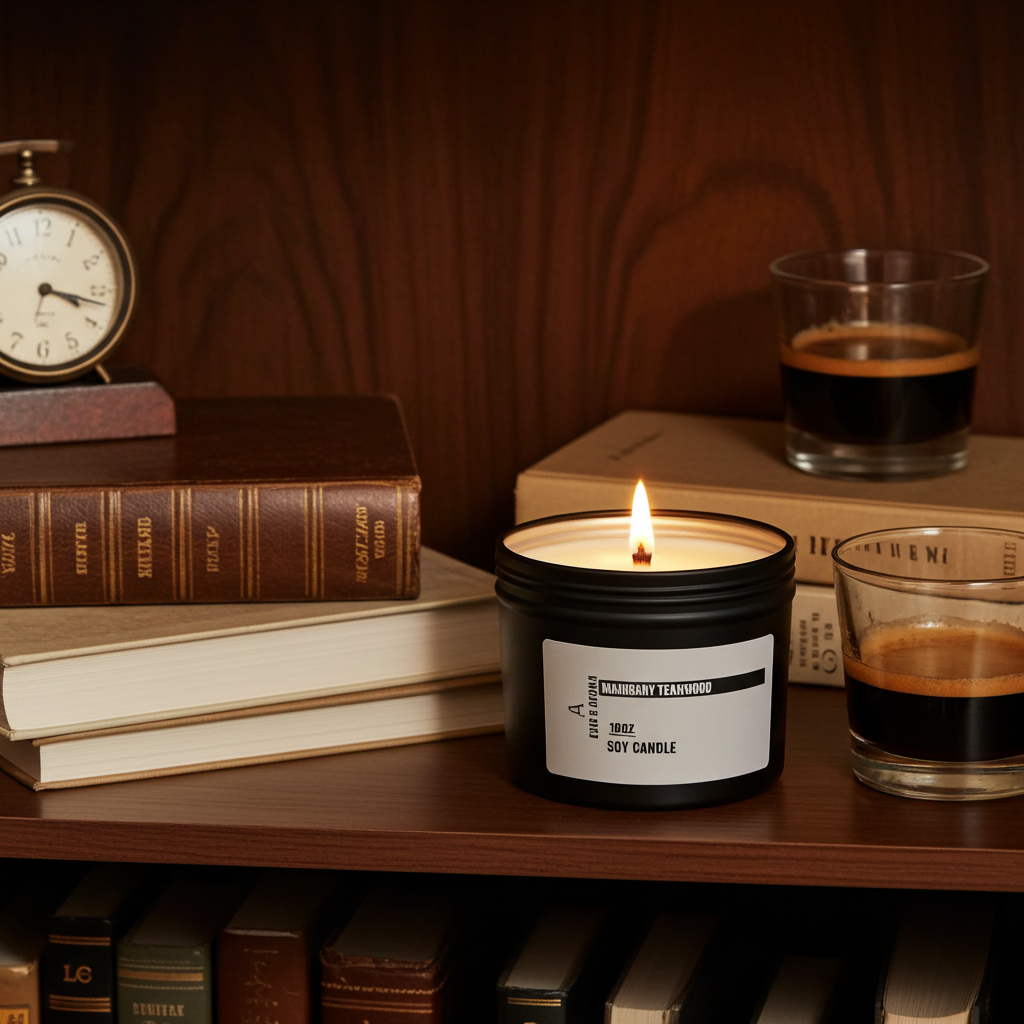 Mahogany Teakwood Soy Blend Candle – Rich Warm Woods