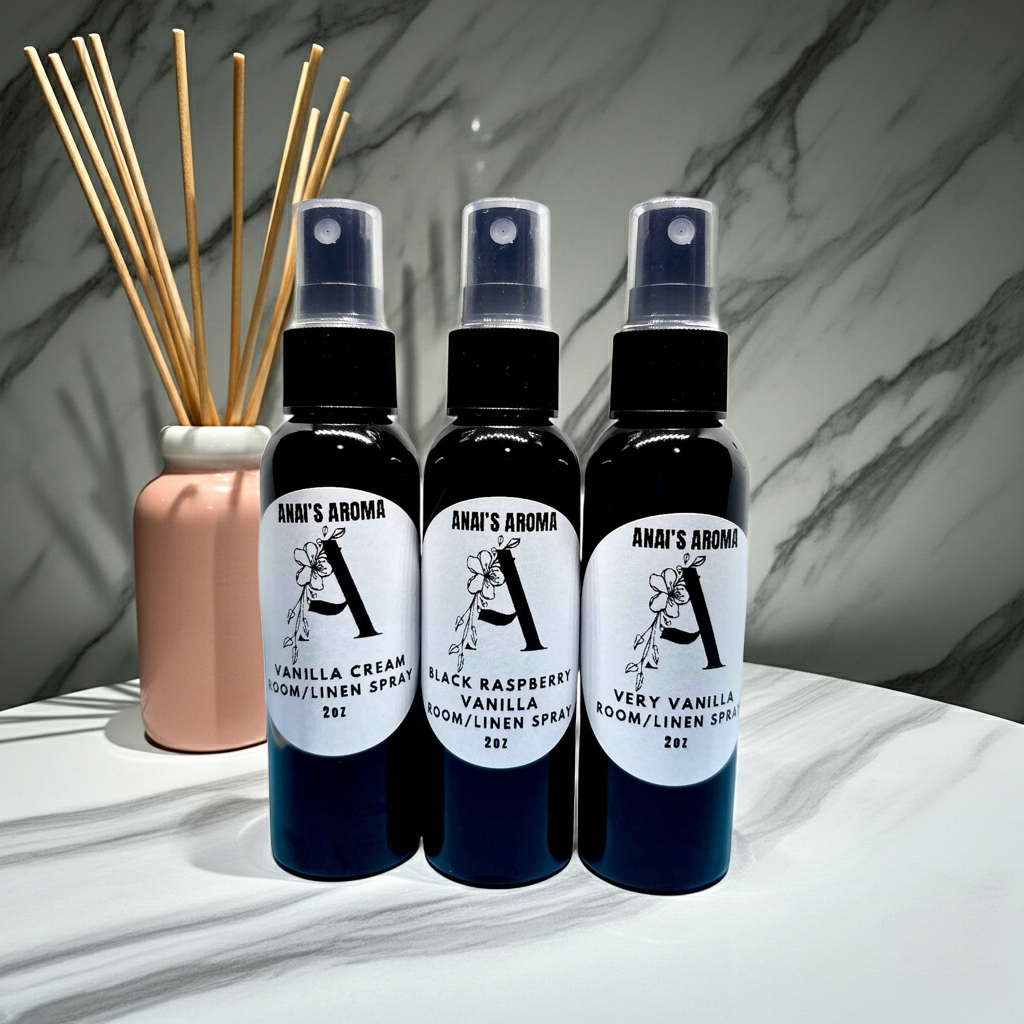 Room & Linen Spray 3-Pack – Vanilla Cream, Black Raspberry Vanilla & Very Vanilla